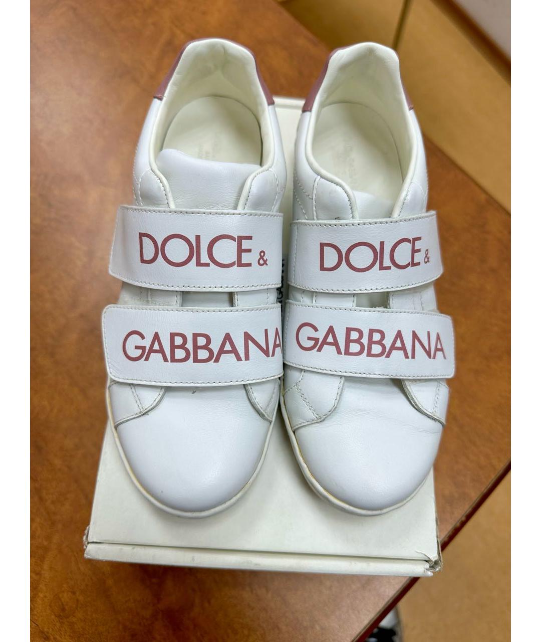 DOLCE&GABBANA Белые кожаные кеды, фото 2