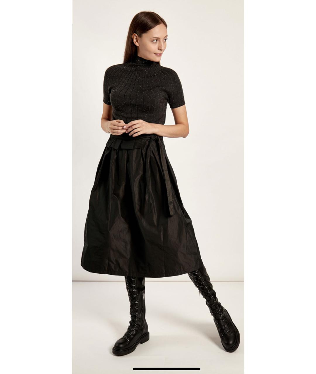 PESERICO Черное шерстяное повседневное платье, фото 3