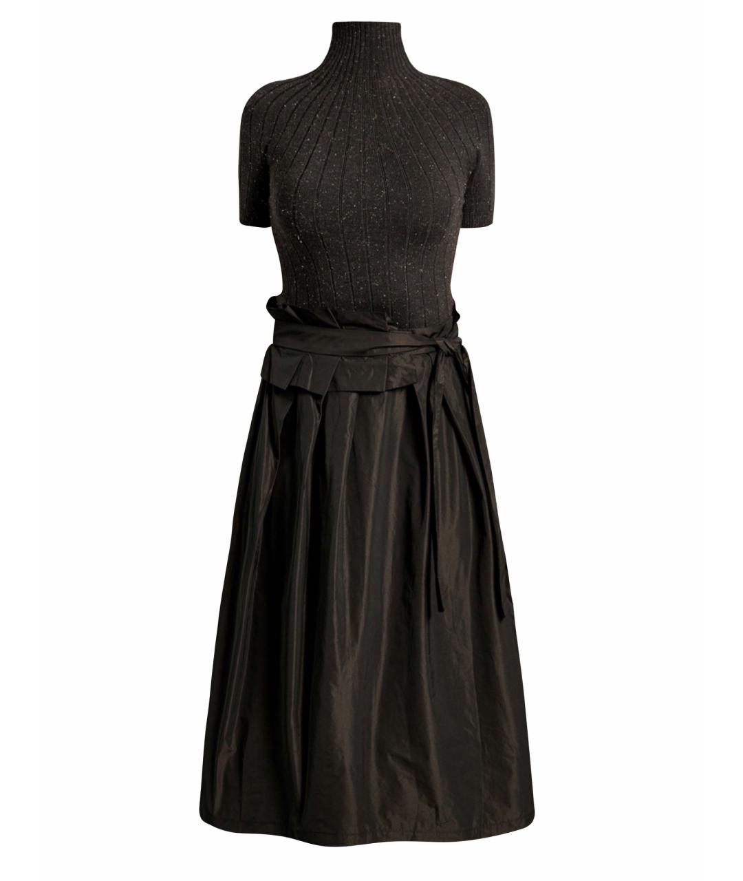 PESERICO Черное шерстяное повседневное платье, фото 1
