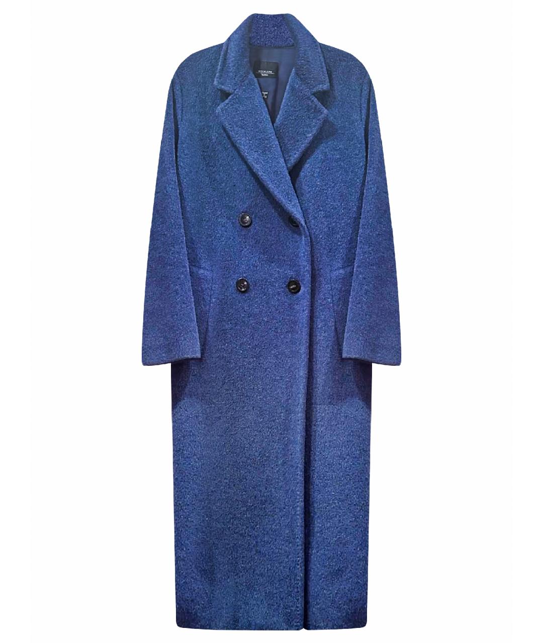 WEEKEND MAX MARA Темно-синее шерстяное пальто, фото 1