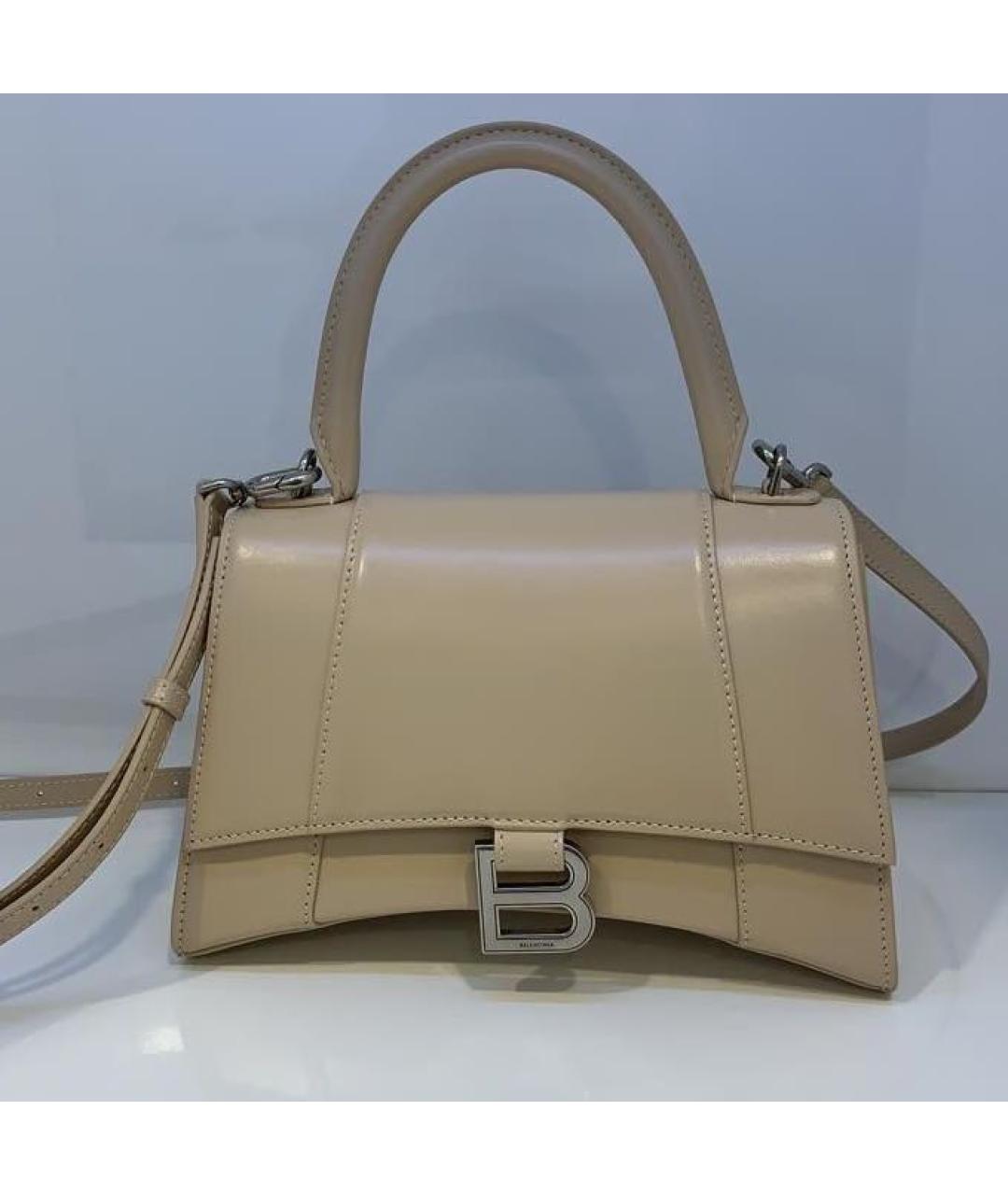 BALENCIAGA Бежевая кожаная сумка через плечо, фото 2