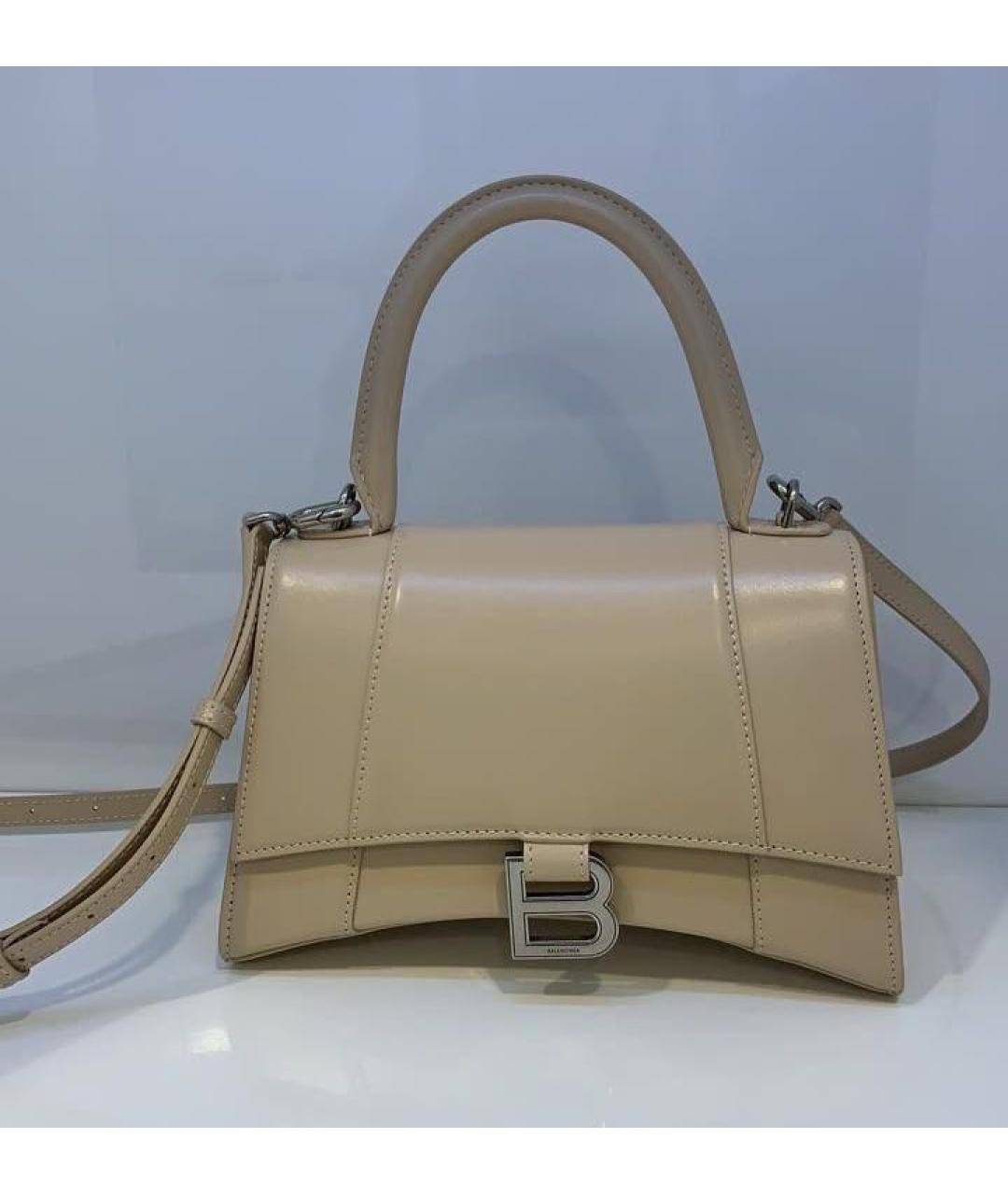 BALENCIAGA Бежевая кожаная сумка через плечо, фото 3