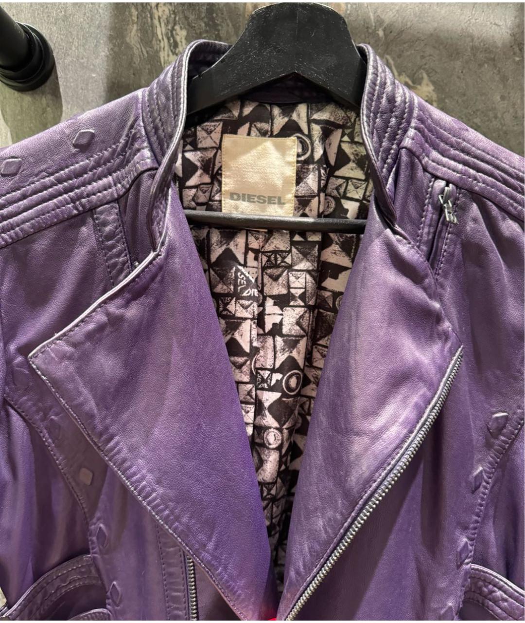 DIESEL Фиолетовая кожаная куртка, фото 4
