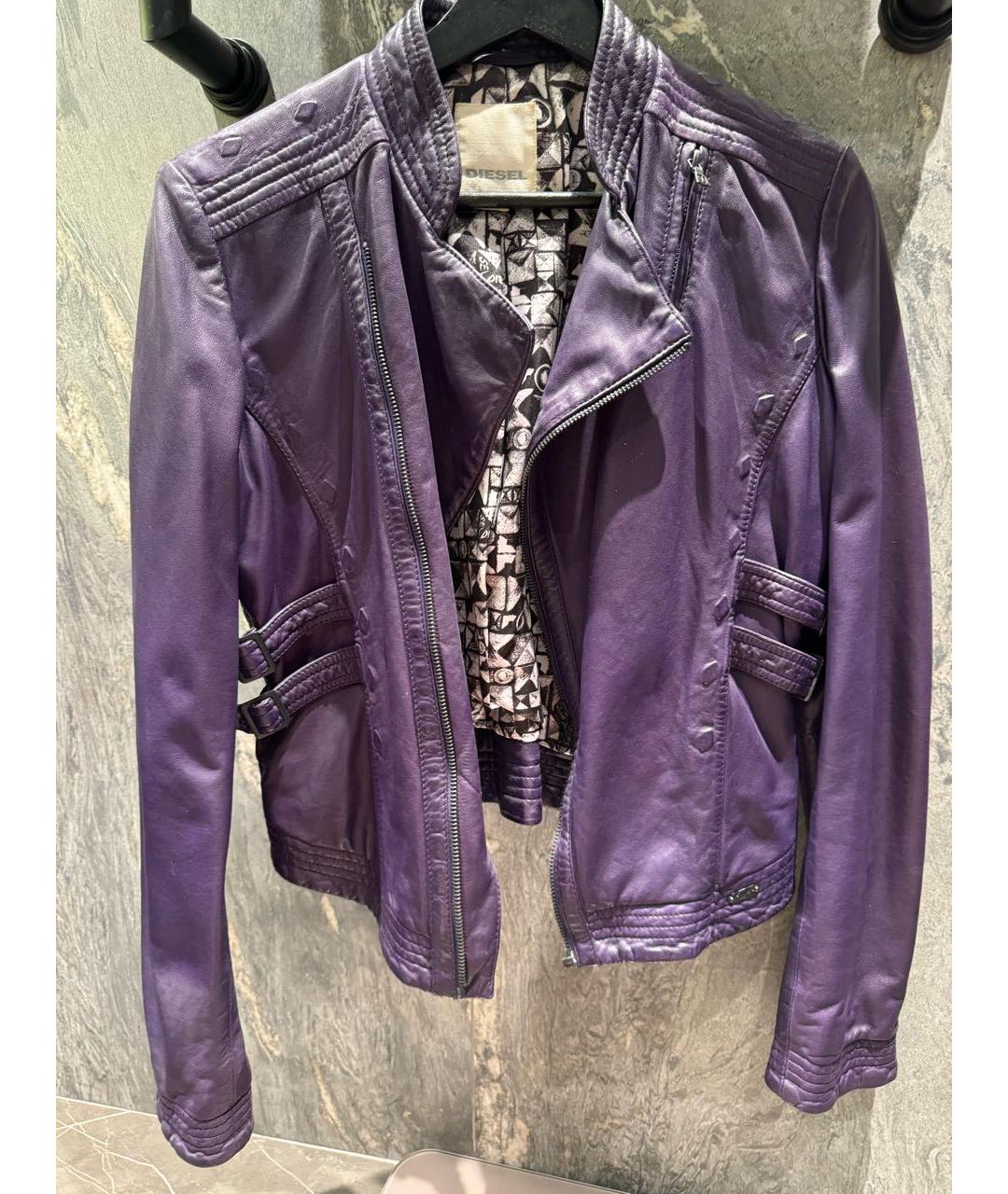 DIESEL Фиолетовая кожаная куртка, фото 5