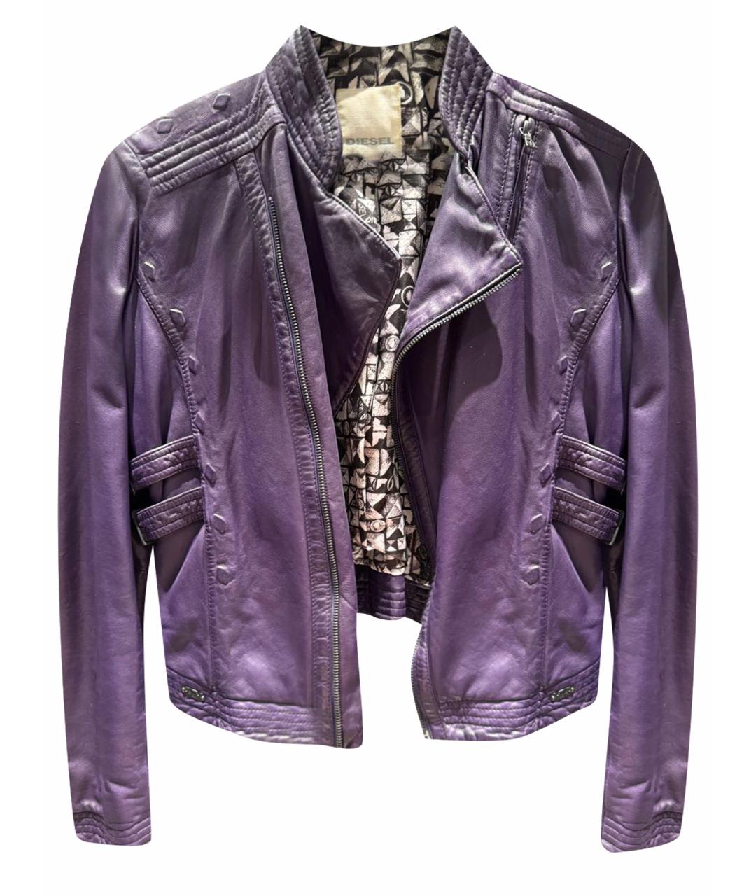 DIESEL Фиолетовая кожаная куртка, фото 1