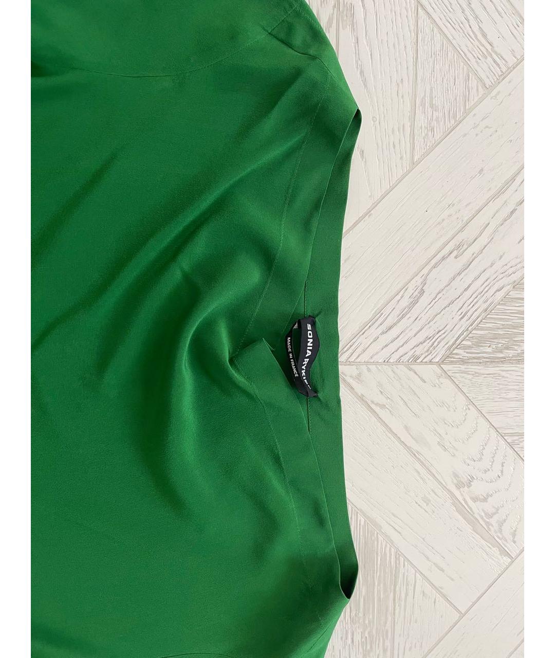 SONIA RYKIEL Зеленая шелковая блузы, фото 3