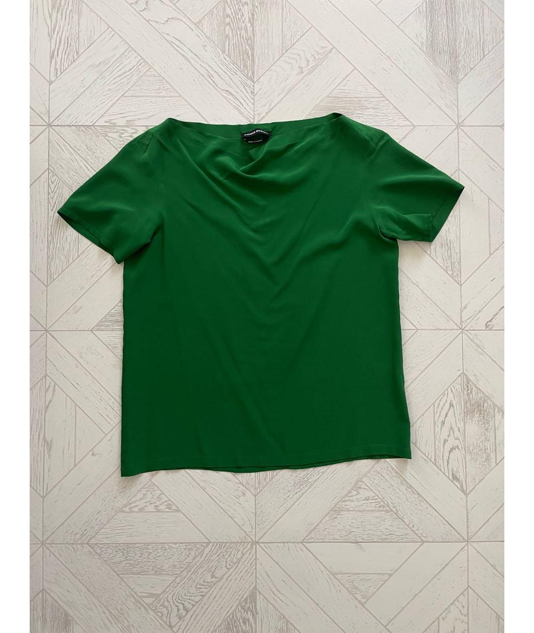 SONIA RYKIEL Зеленая шелковая блузы, фото 9