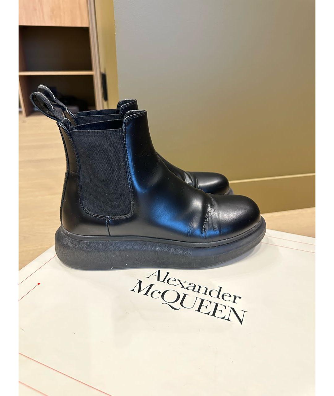 ALEXANDER MCQUEEN Черные кожаные ботинки, фото 8