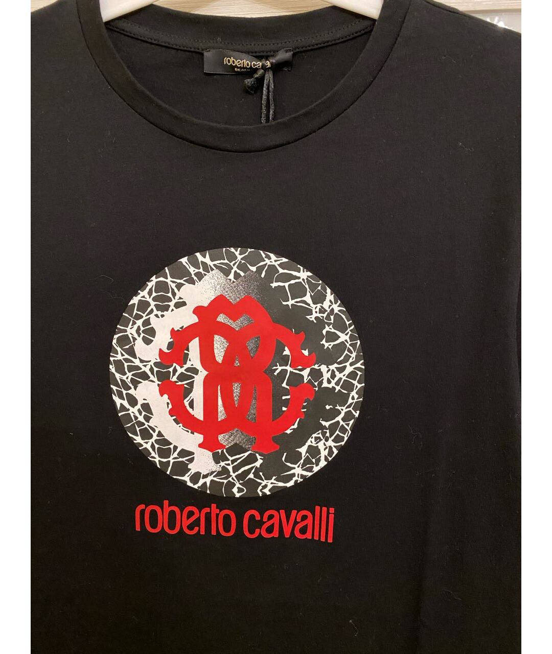ROBERTO CAVALLI Черная хлопковая футболка, фото 3