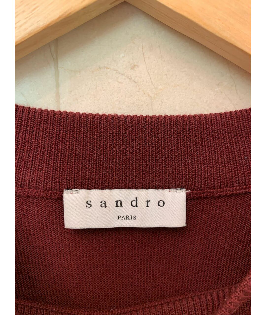 SANDRO Бордовый шерстяной джемпер / свитер, фото 3