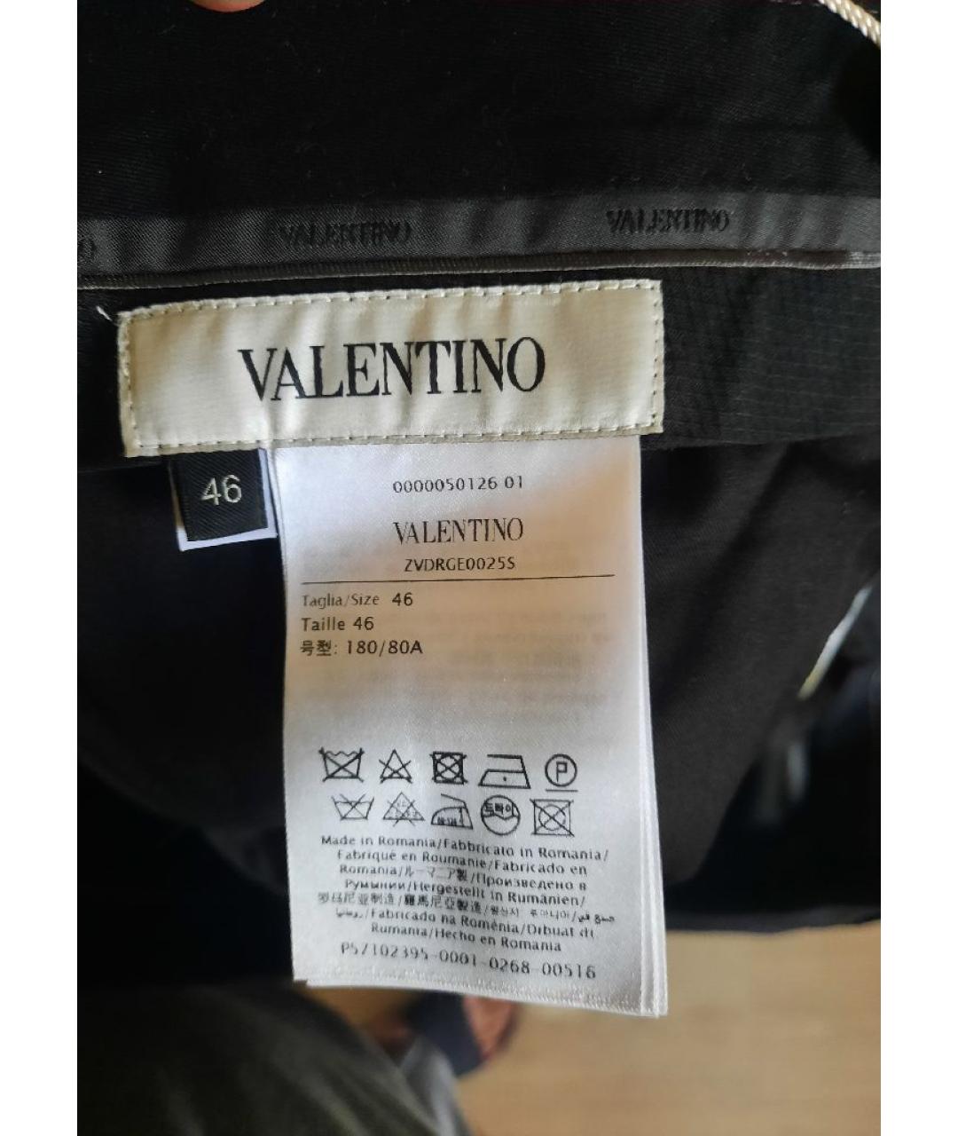 VALENTINO Темно-синие шерстяные классические брюки, фото 6