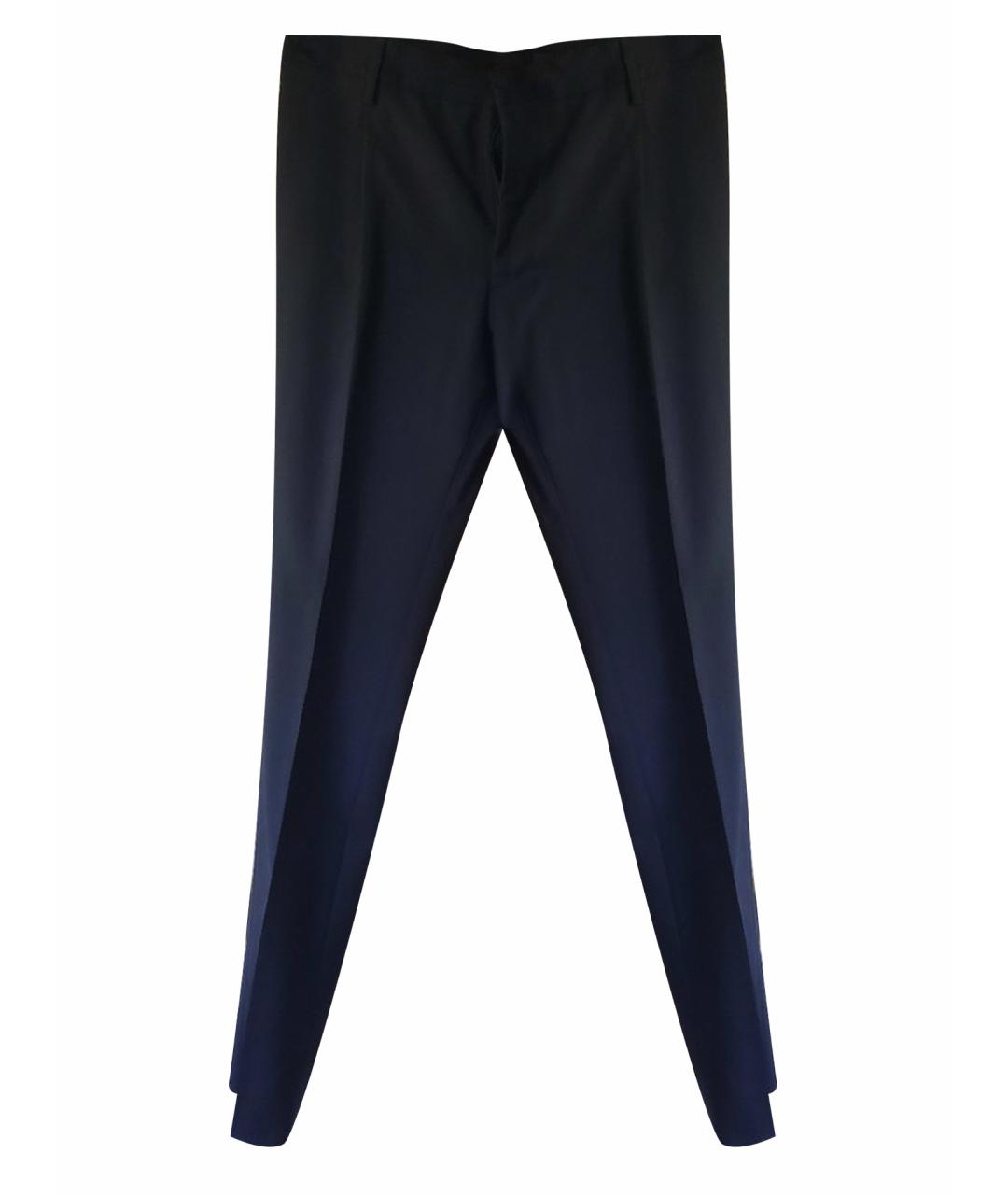 VALENTINO Темно-синие шерстяные классические брюки, фото 1