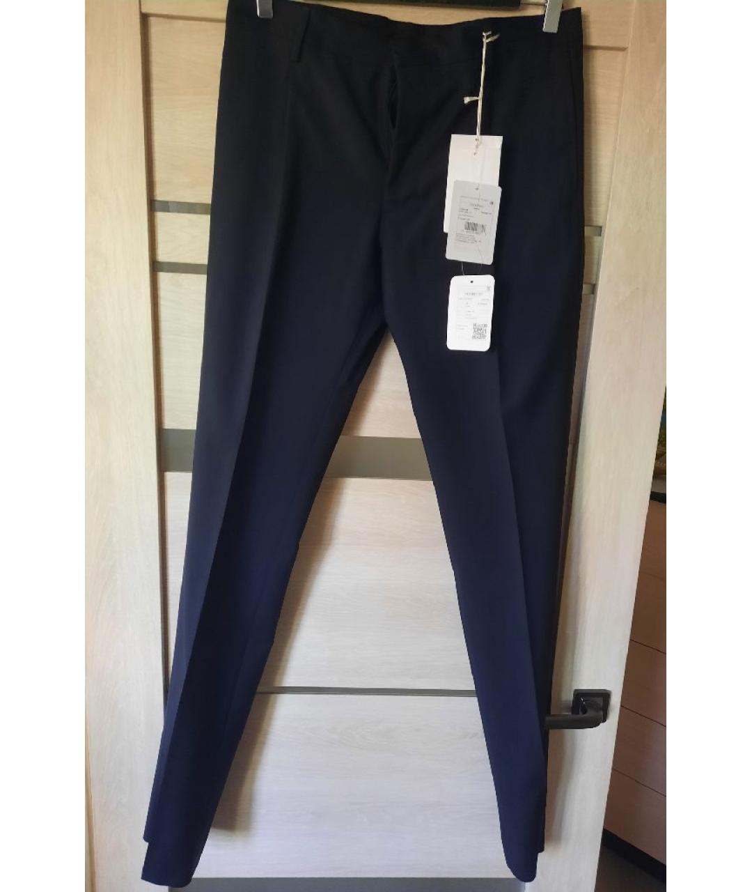 VALENTINO Темно-синие шерстяные классические брюки, фото 7