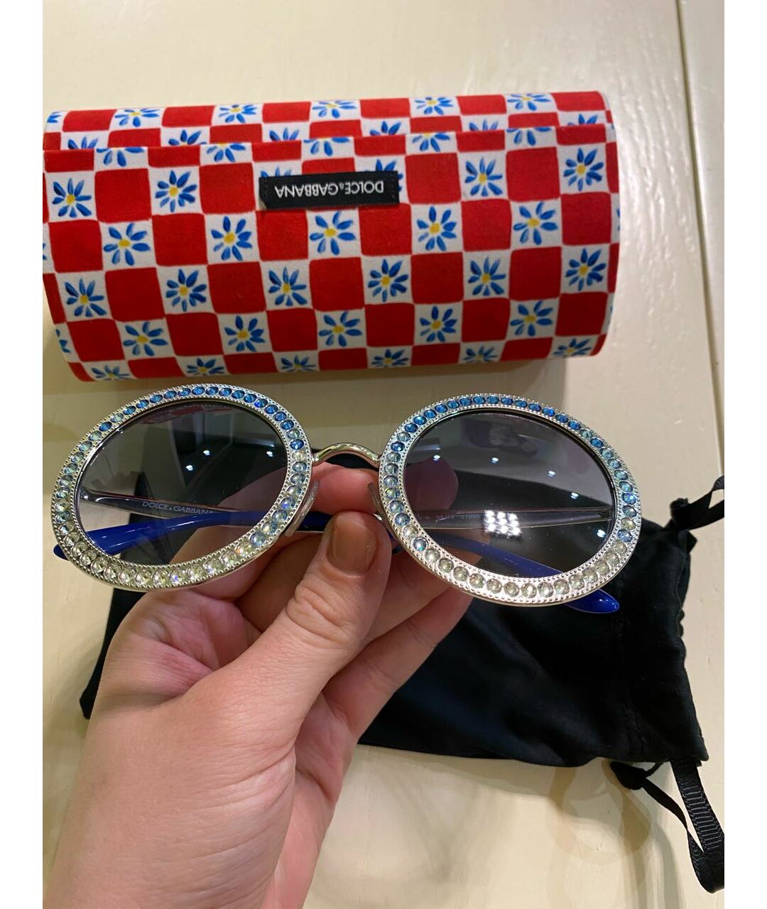 DOLCE&GABBANA Синие металлические солнцезащитные очки, фото 4