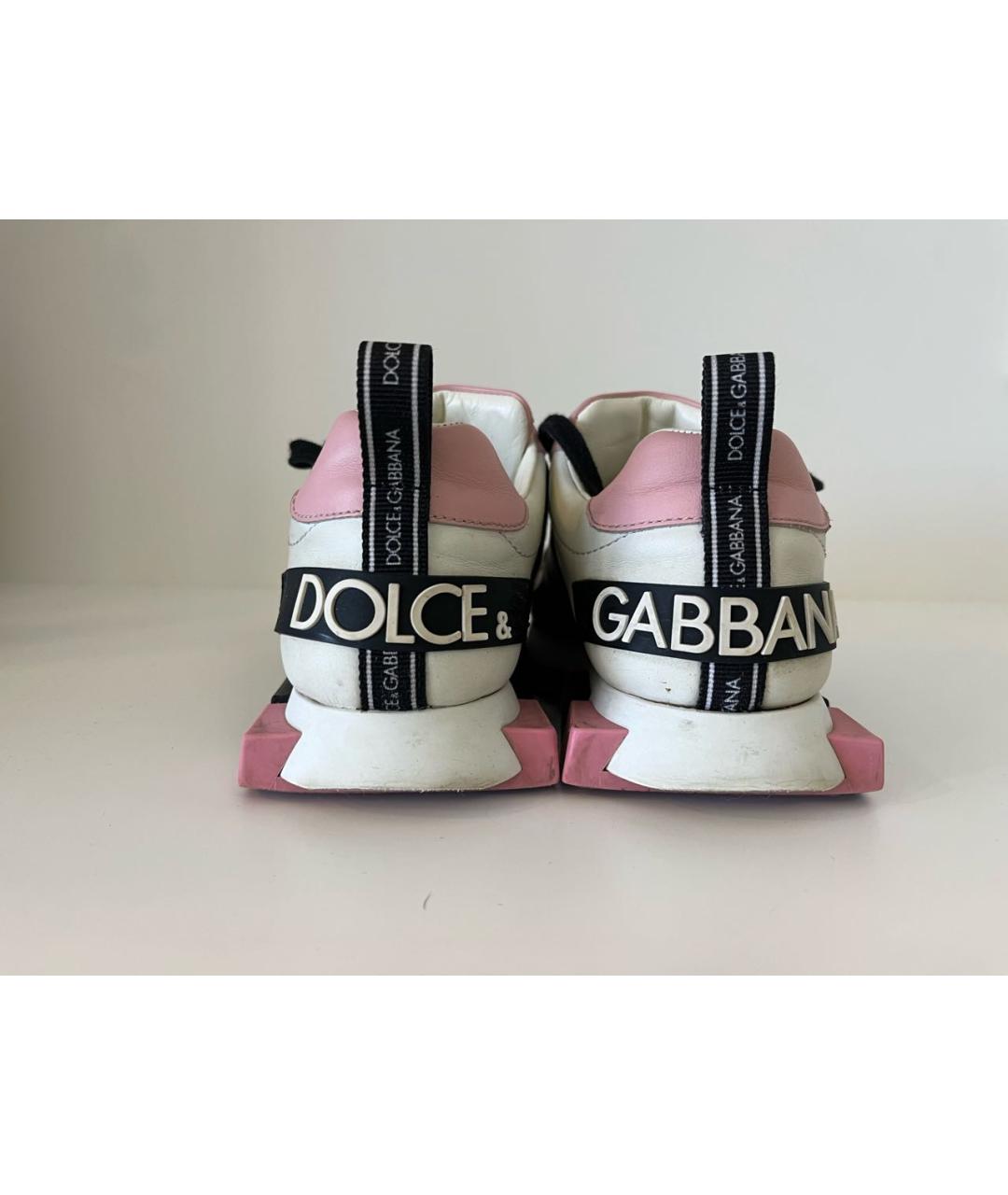DOLCE & GABBANA KIDS Розовые кожаные кеды, фото 3