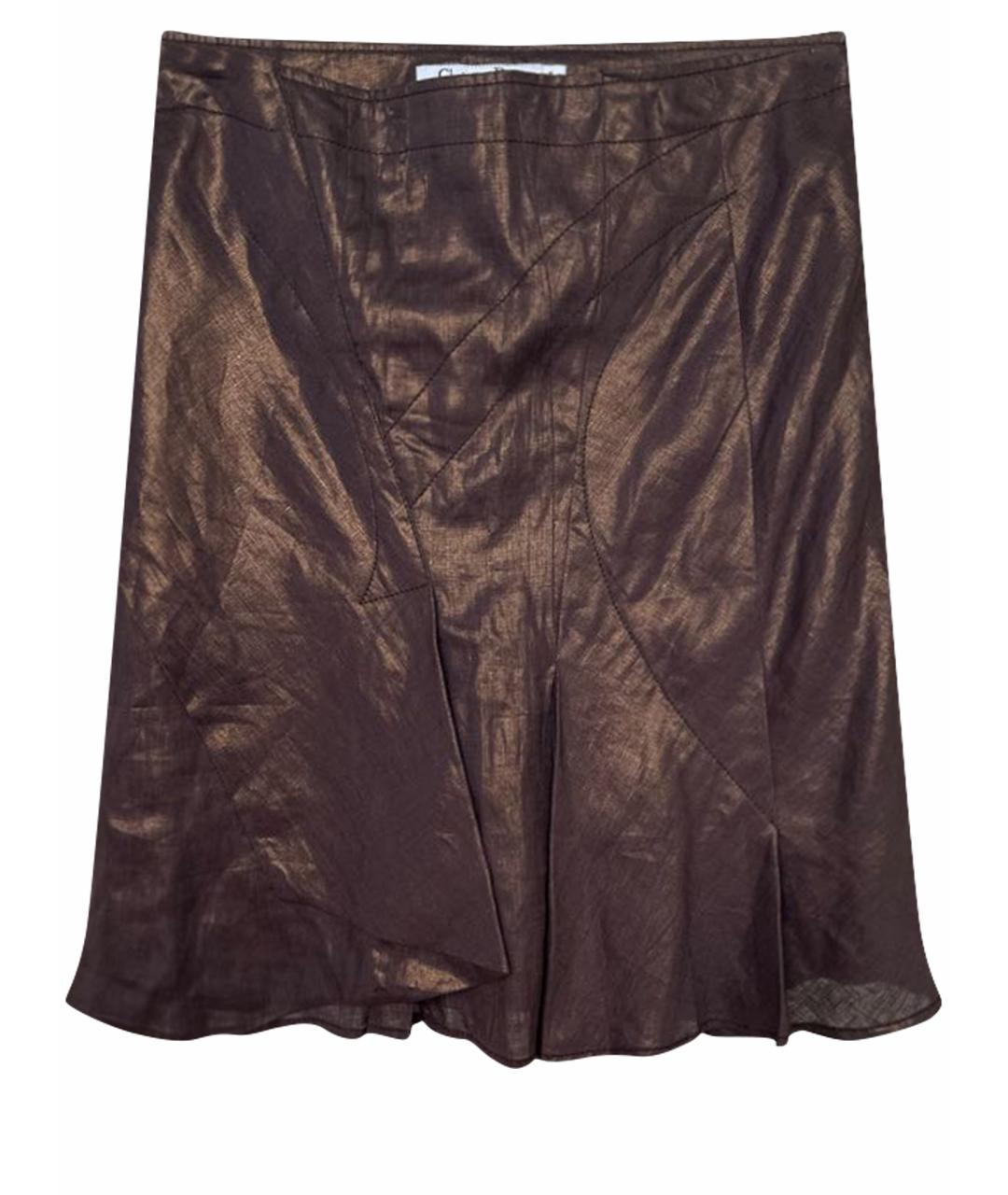 CHRISTIAN DIOR PRE-OWNED Коричневая льняная юбка мини, фото 1