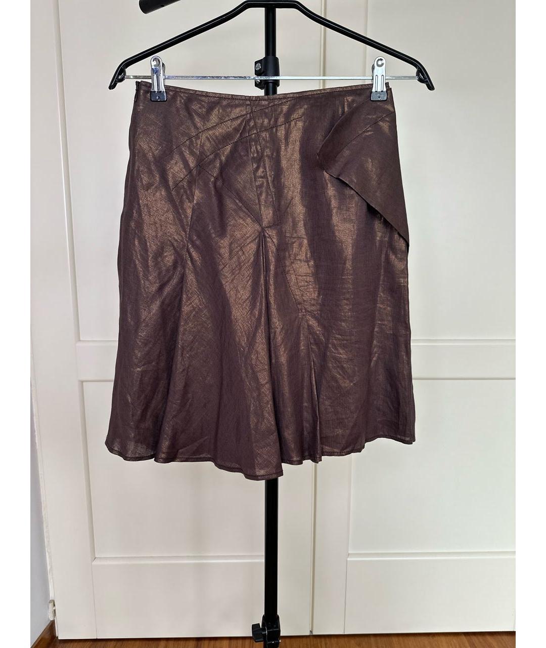 CHRISTIAN DIOR PRE-OWNED Коричневая льняная юбка мини, фото 2