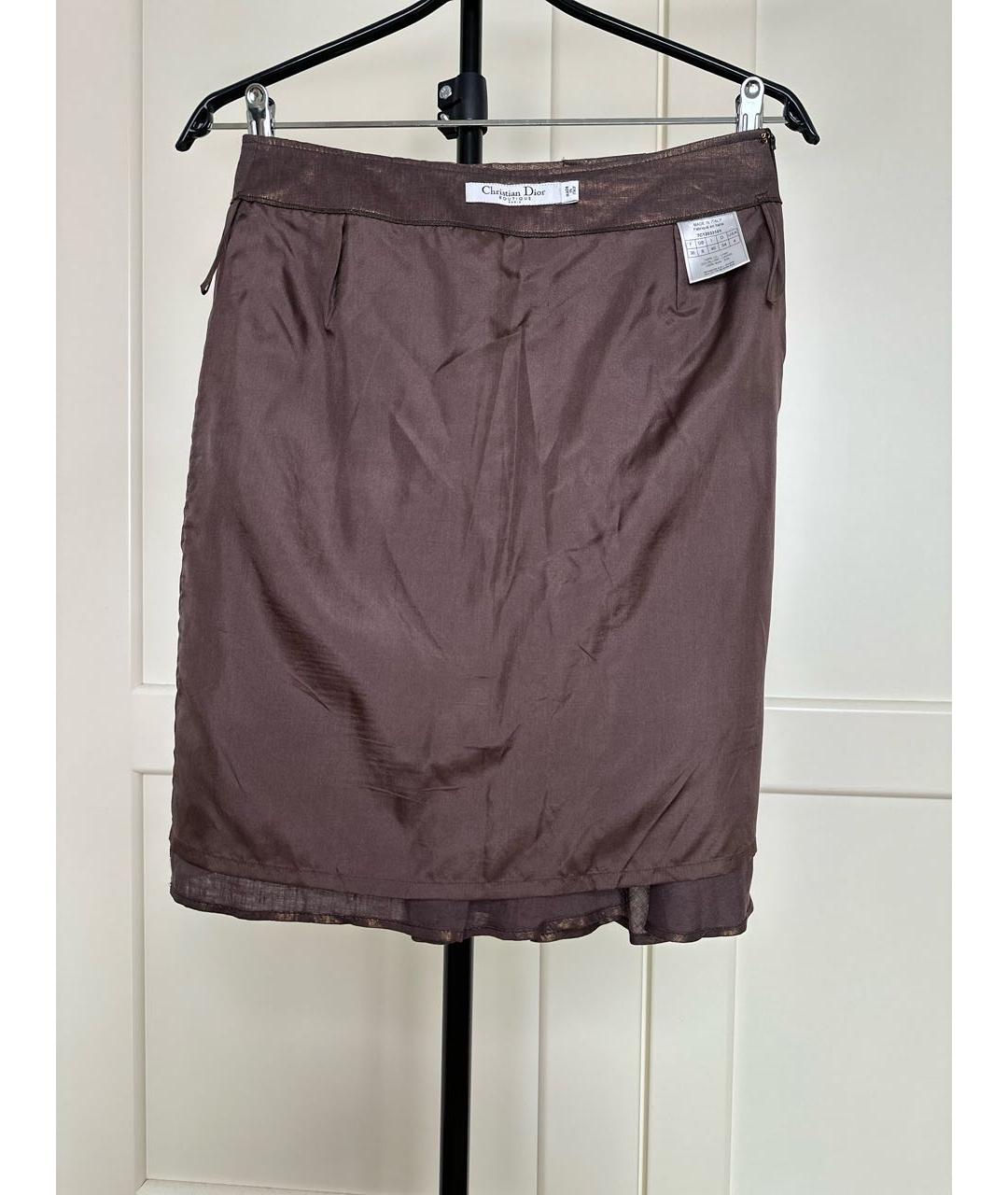 CHRISTIAN DIOR PRE-OWNED Коричневая льняная юбка мини, фото 3