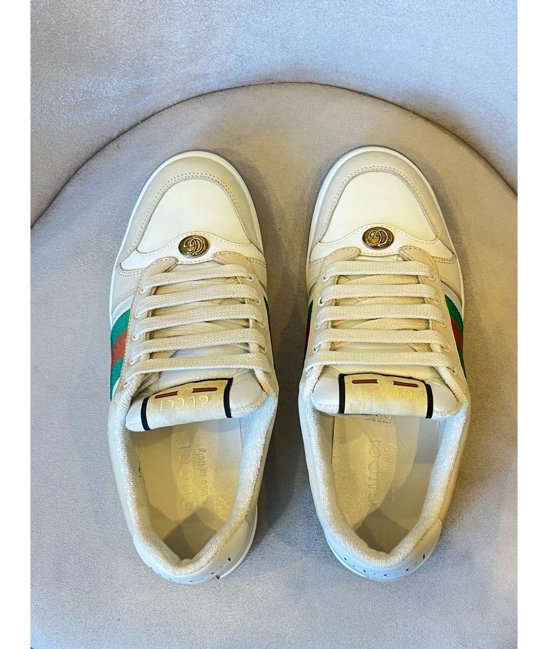 GUCCI Бежевые кожаные низкие кроссовки / кеды, фото 3