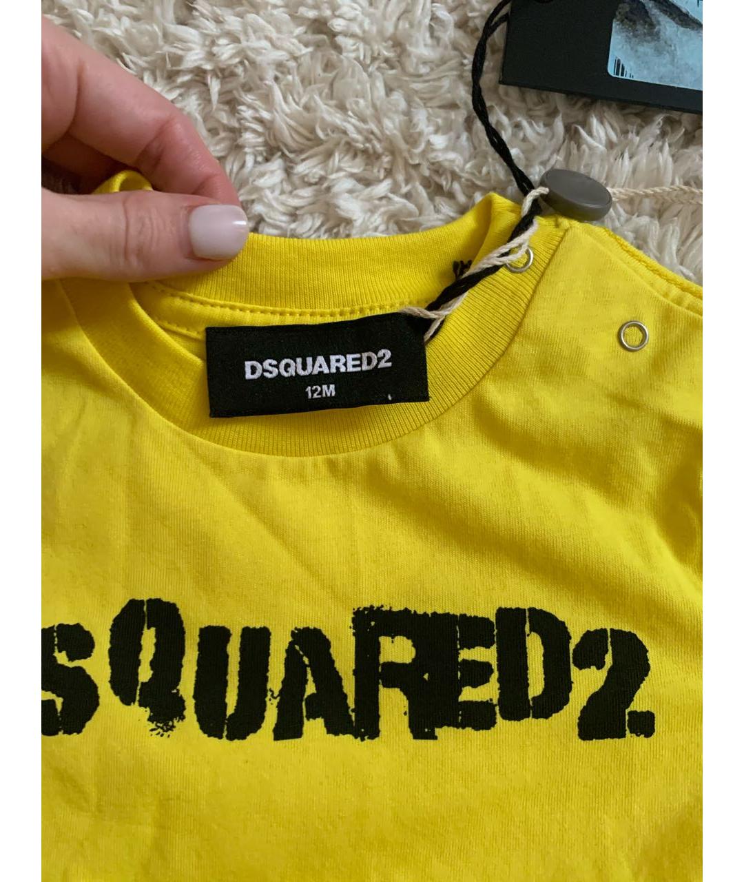 DSQUARED2 KIDS Желтый хлопковый футболка / топ, фото 3