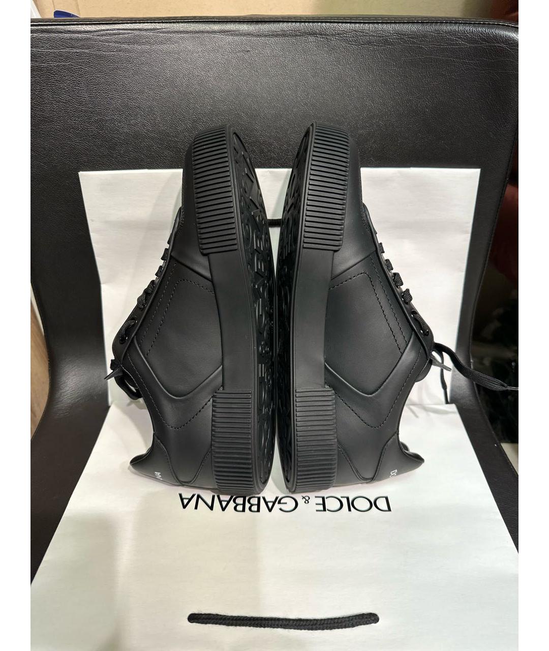 DOLCE&GABBANA Черные кожаные низкие кроссовки / кеды, фото 5