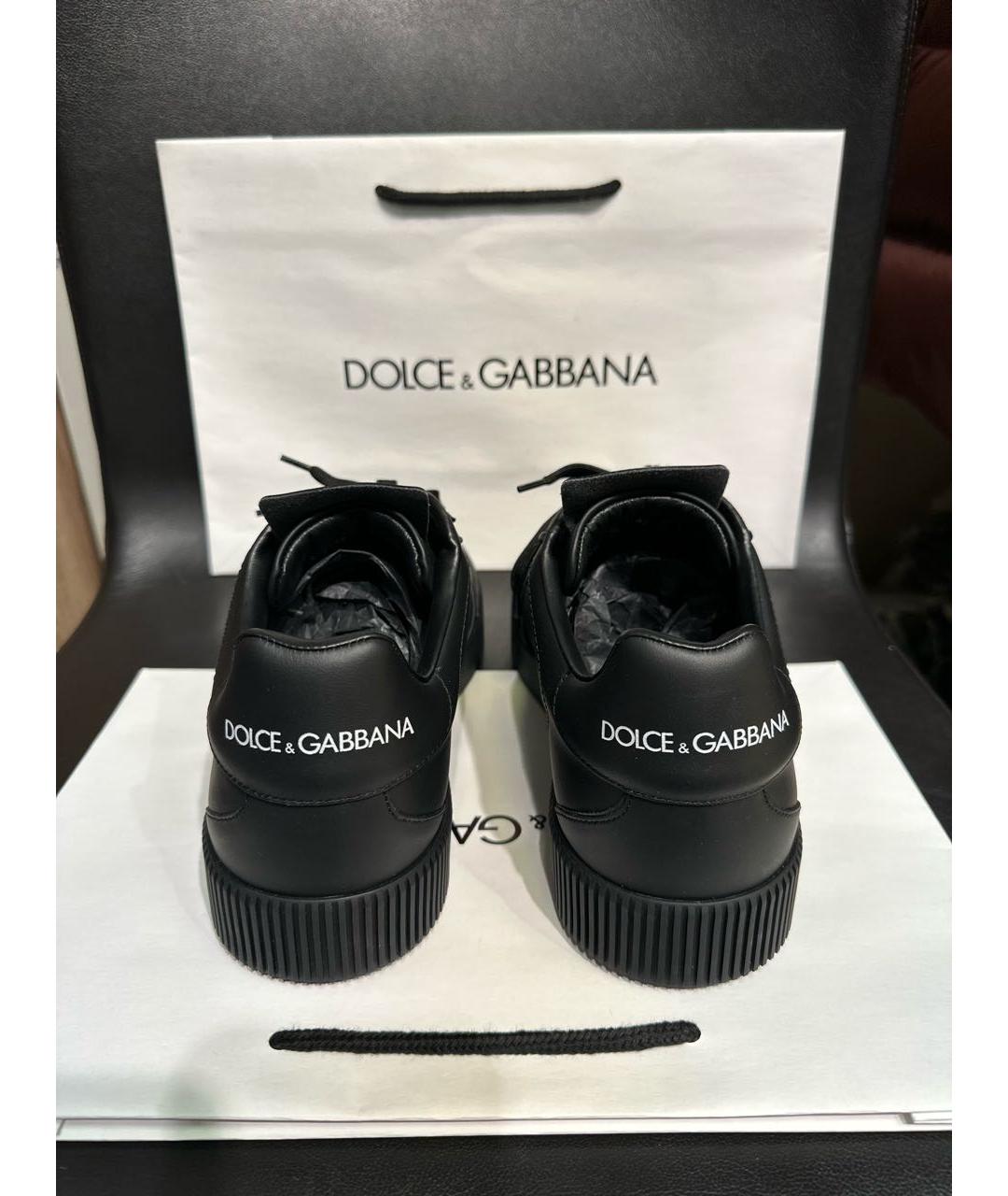 DOLCE&GABBANA Черные кожаные низкие кроссовки / кеды, фото 4
