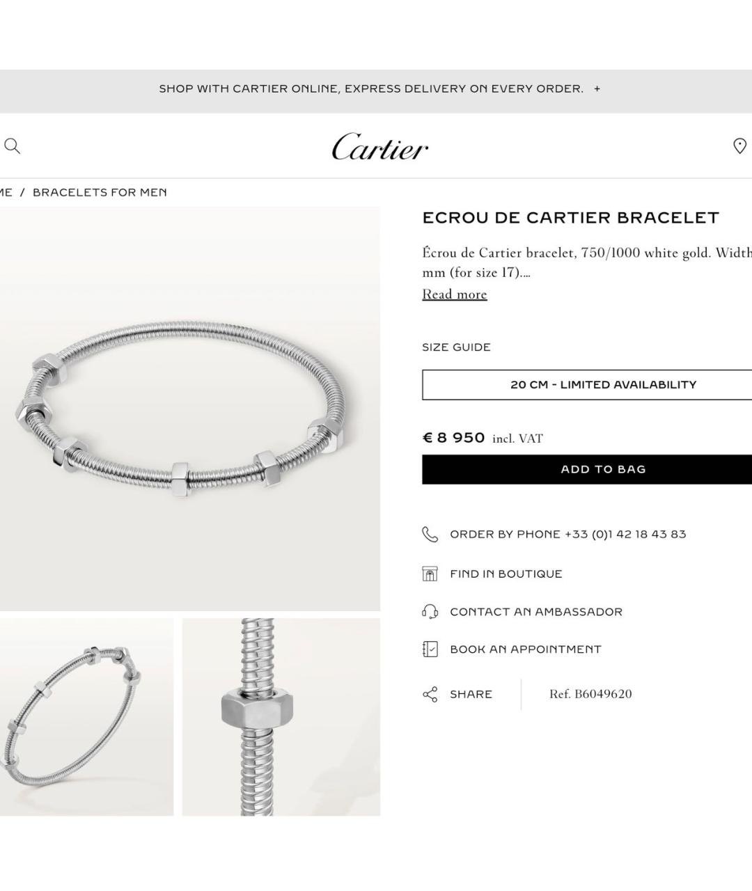CARTIER Белый браслет из белого золота, фото 4
