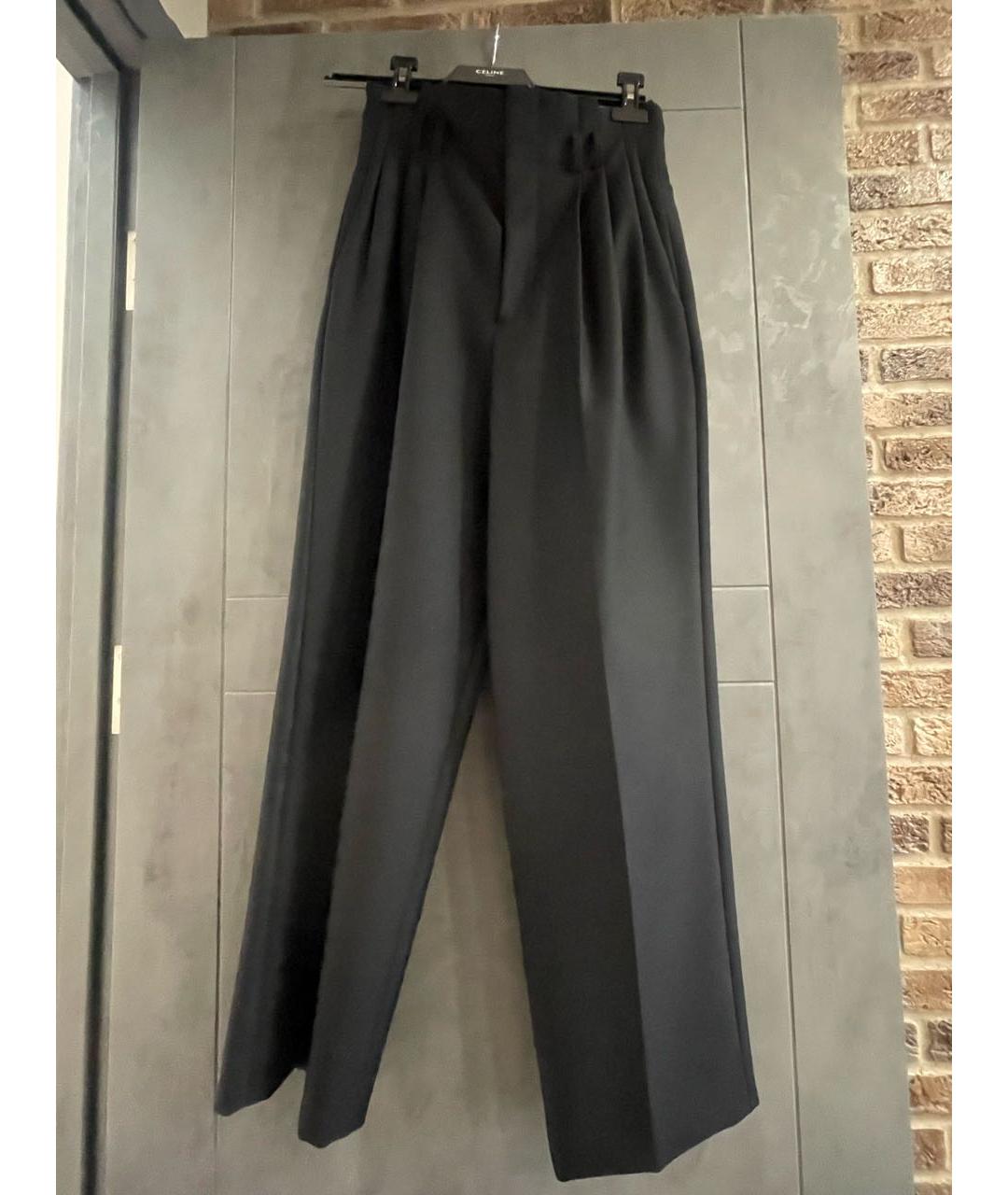CELINE Черные шерстяные брюки широкие, фото 7
