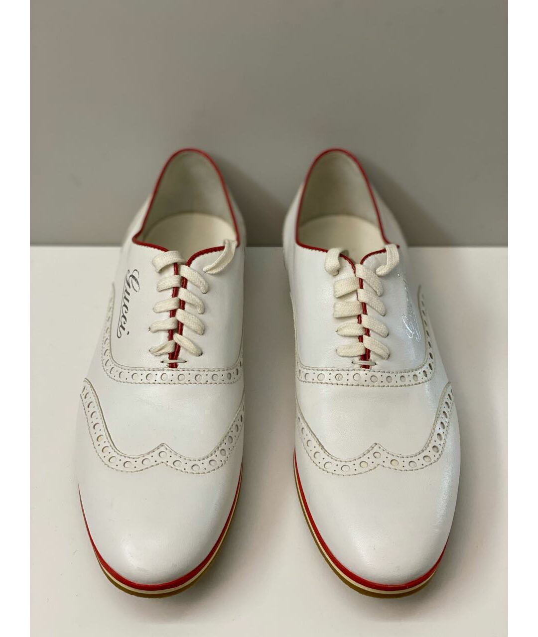 GUCCI Белые кожаные туфли, фото 4