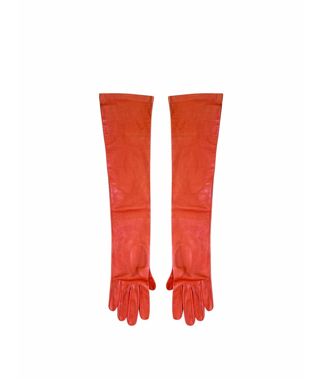 MSGM Оранжевое кожаные перчатки, фото 1