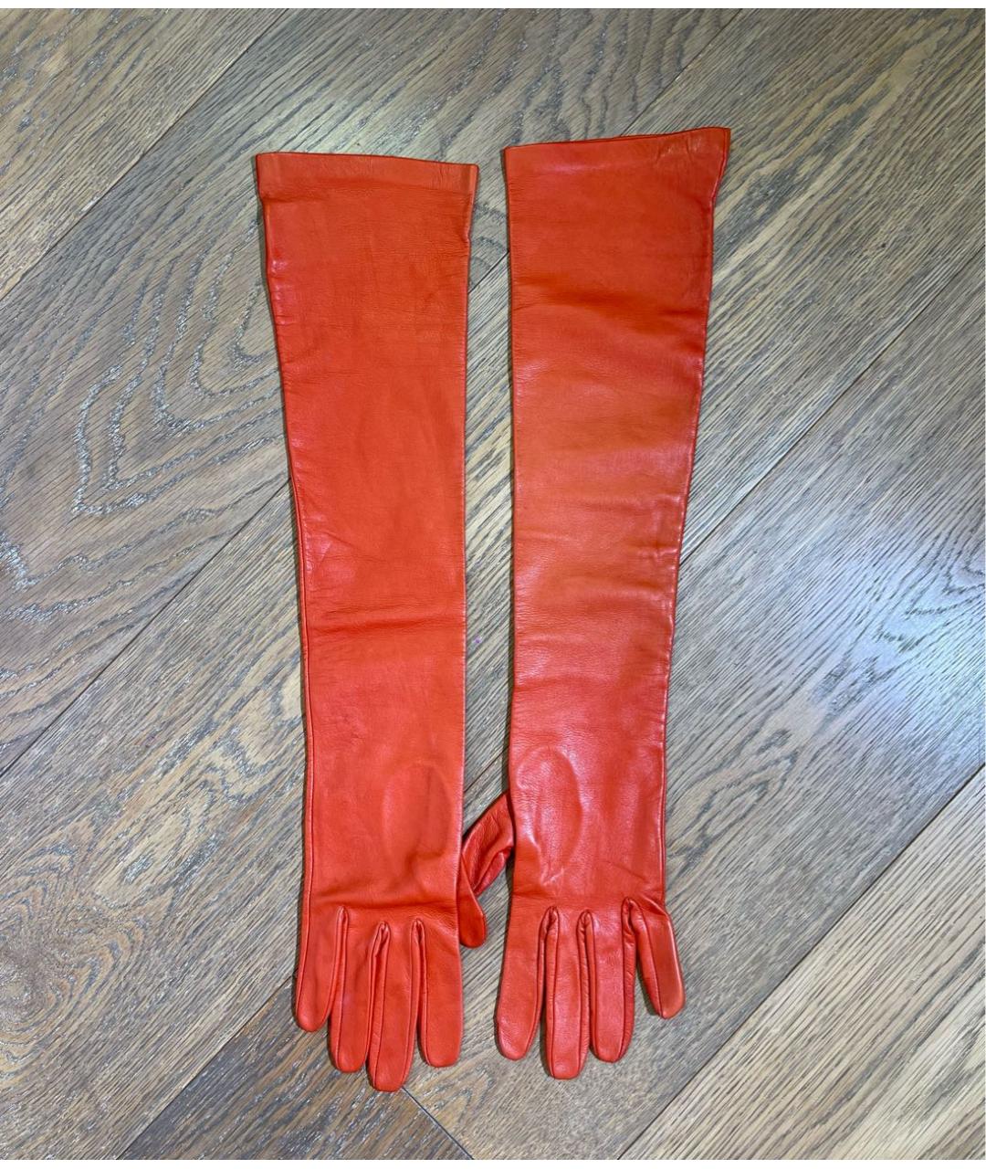MSGM Оранжевое кожаные перчатки, фото 6