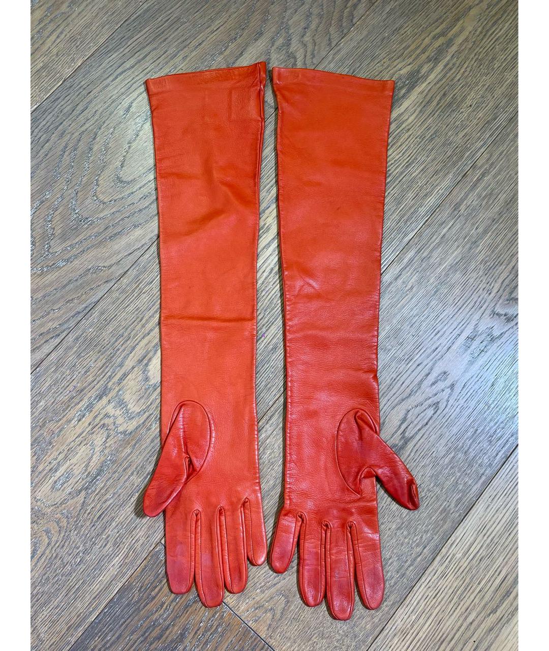 MSGM Оранжевое кожаные перчатки, фото 2