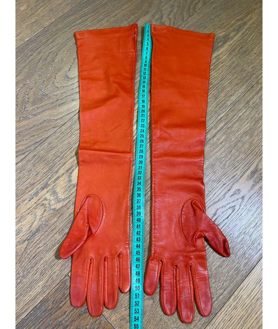 MSGM Оранжевое кожаные перчатки, фото 3