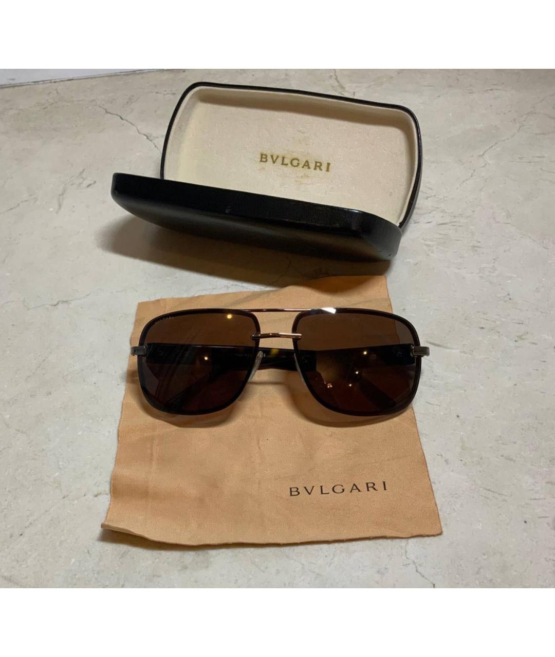 BVLGARI Коричневые пластиковые солнцезащитные очки, фото 7