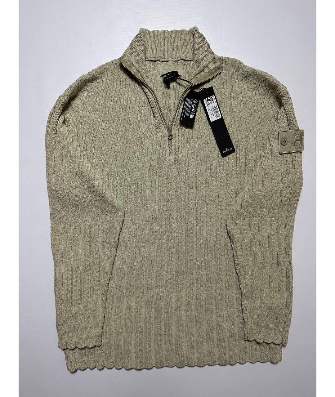 STONE ISLAND Бежевый хлопковый джемпер / свитер, фото 7