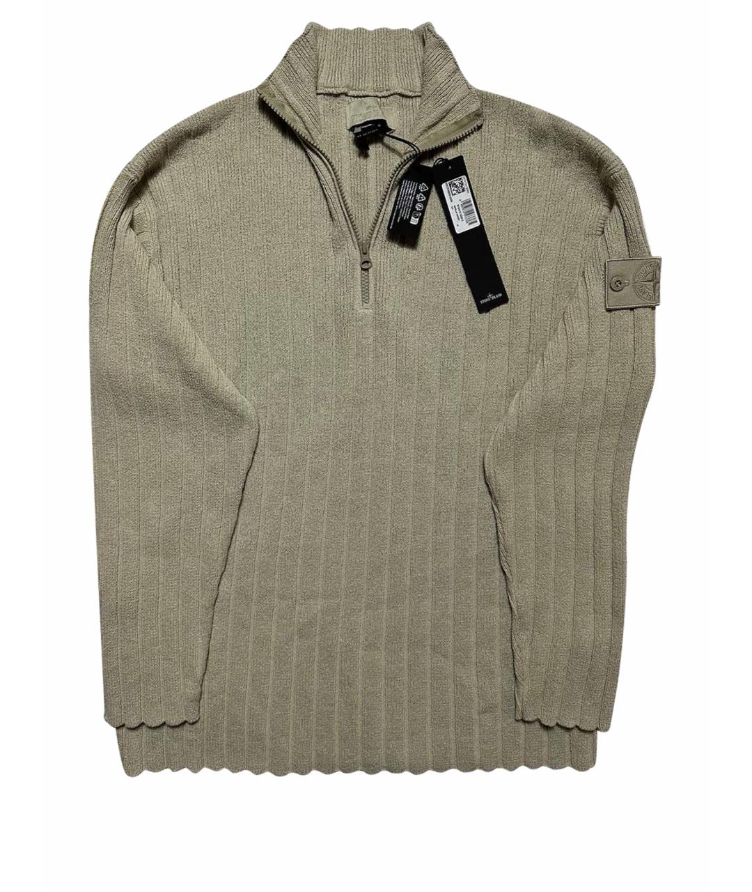 STONE ISLAND Бежевый хлопковый джемпер / свитер, фото 1