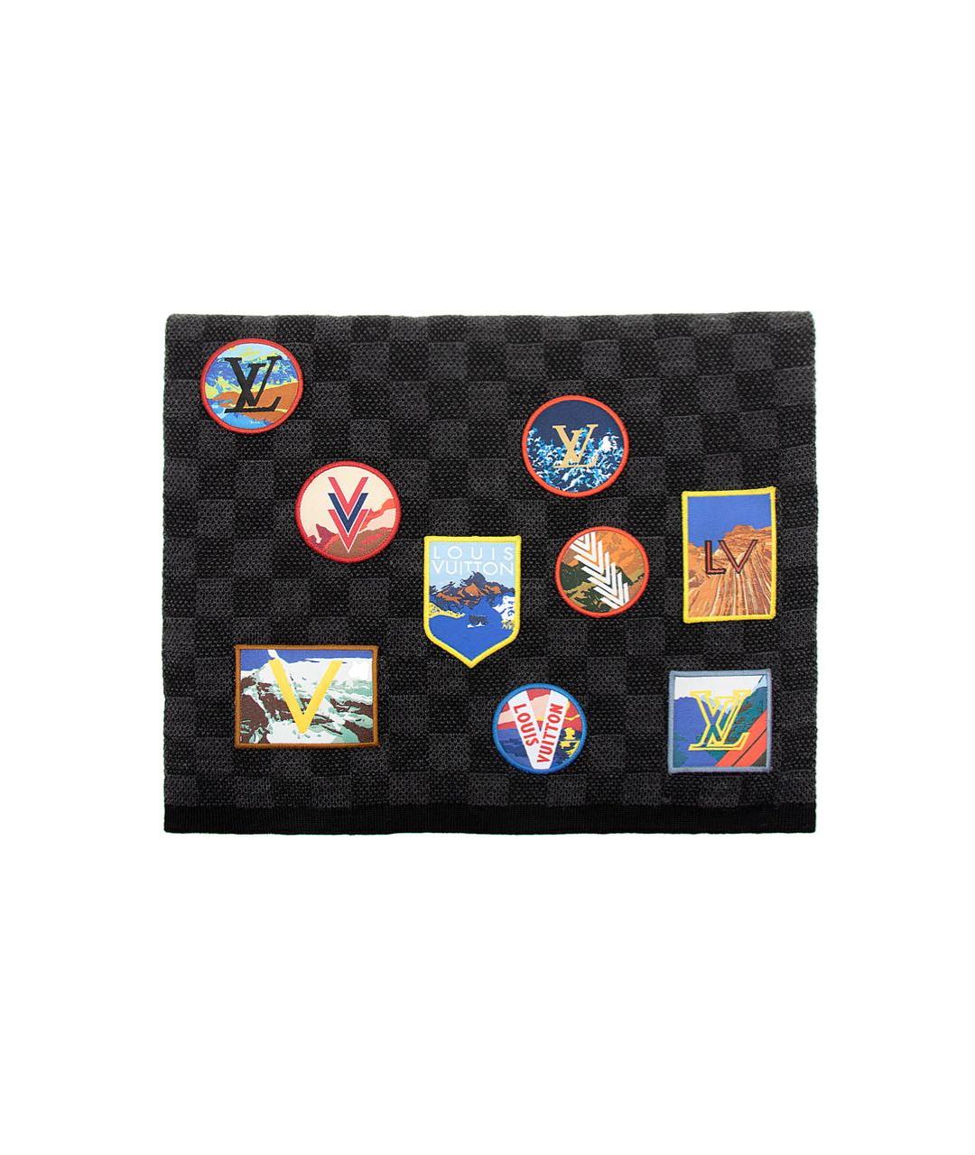 LOUIS VUITTON Антрацитовый шерстяной шарф, фото 4