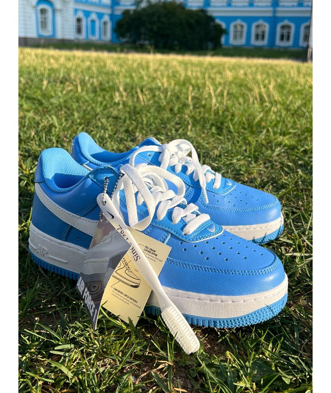 NIKE Голубые кожаные высокие кроссовки / кеды, фото 6