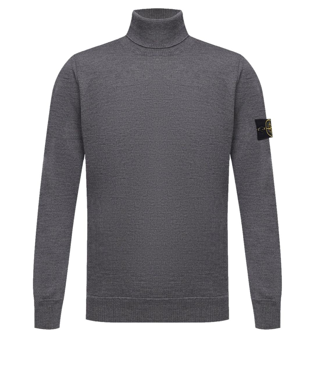 STONE ISLAND Серая шерстяная водолазка, фото 1