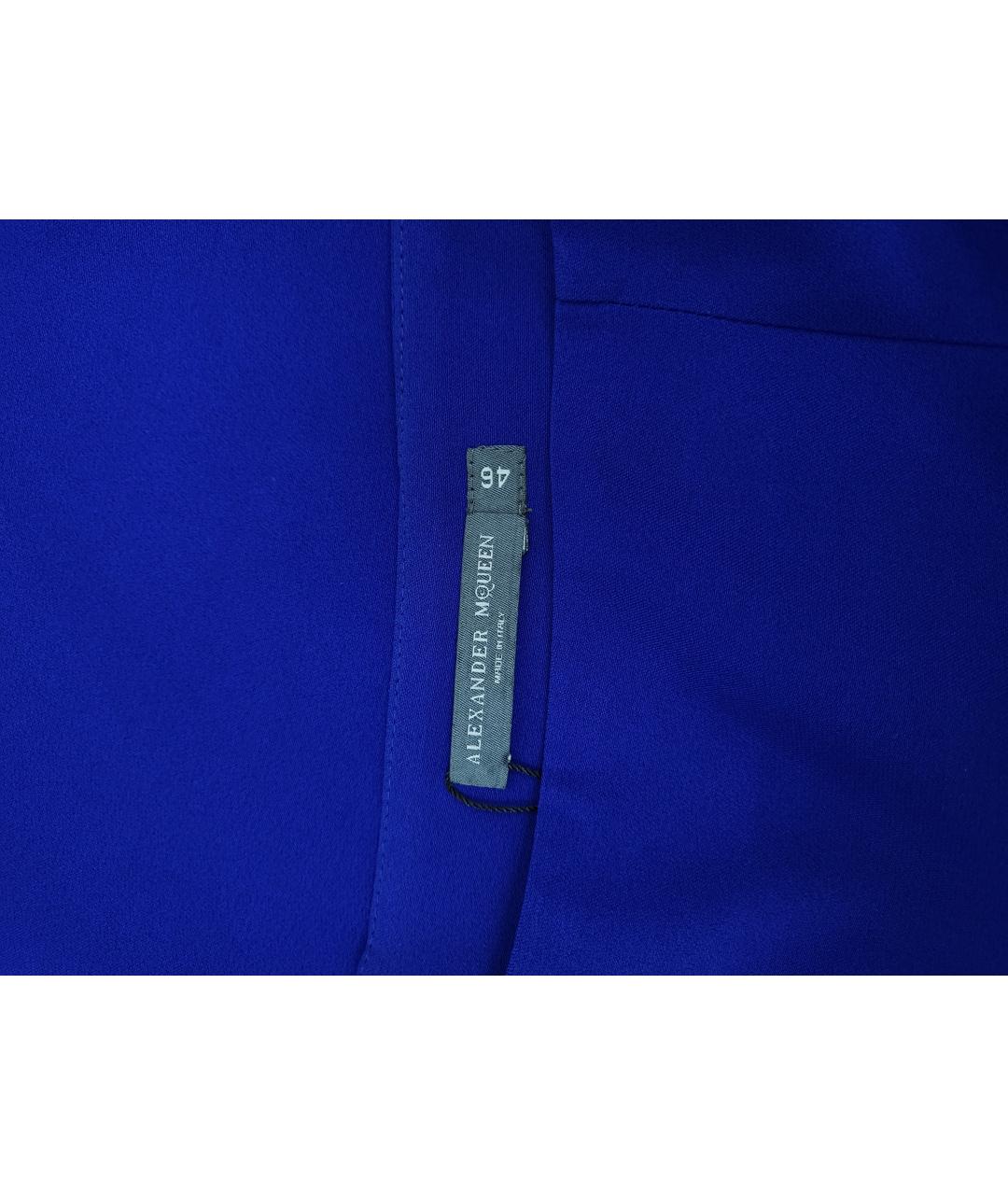 ALEXANDER MCQUEEN Синяя ацетатная юбка миди, фото 3