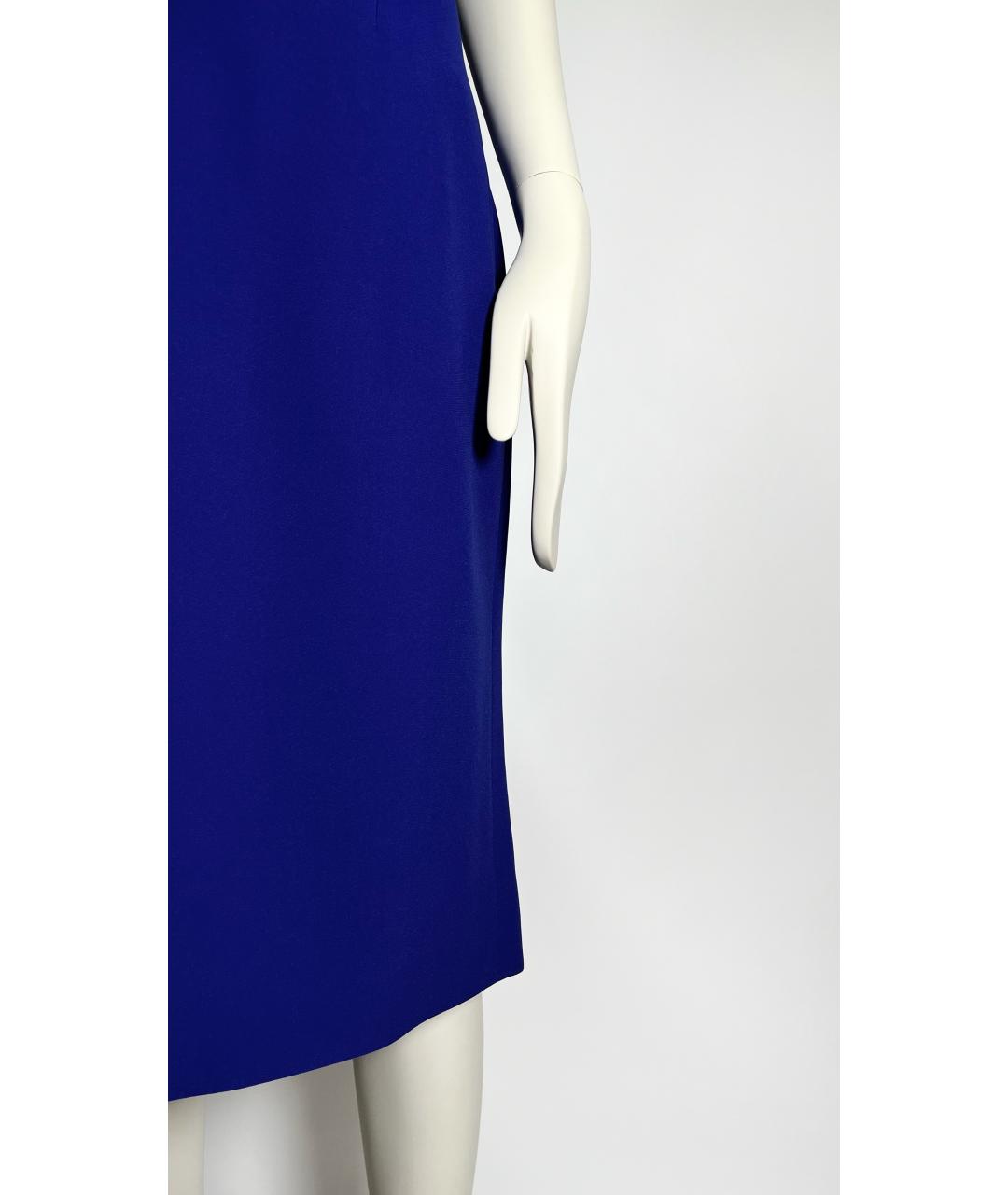 ALEXANDER MCQUEEN Синяя ацетатная юбка миди, фото 6