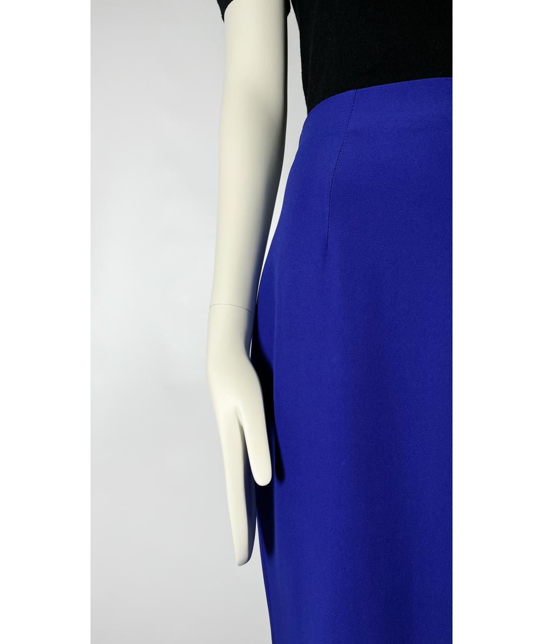 ALEXANDER MCQUEEN Синяя ацетатная юбка миди, фото 5