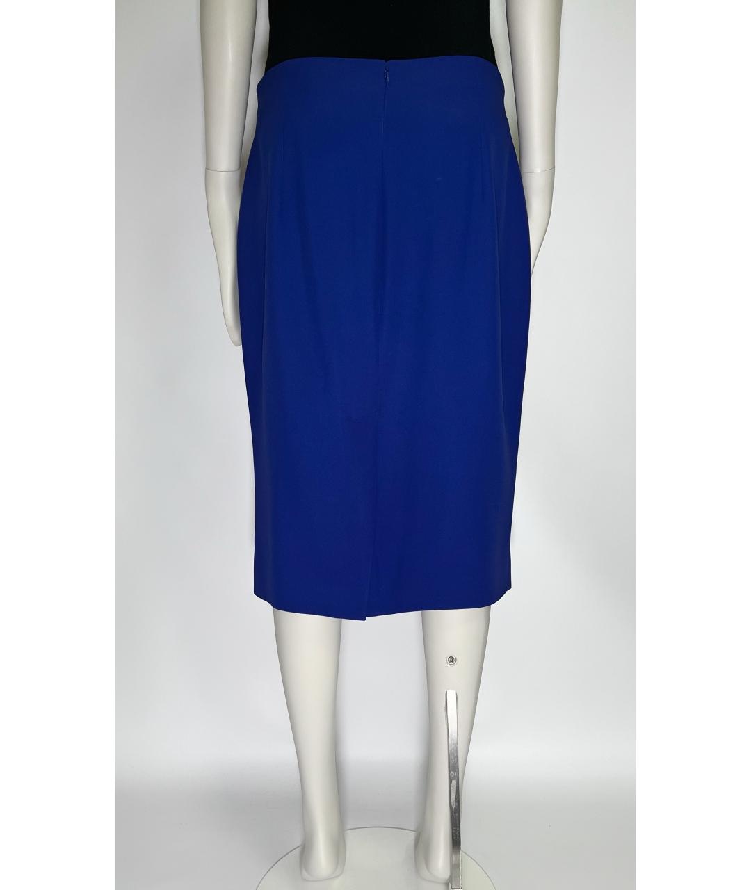 ALEXANDER MCQUEEN Синяя ацетатная юбка миди, фото 2