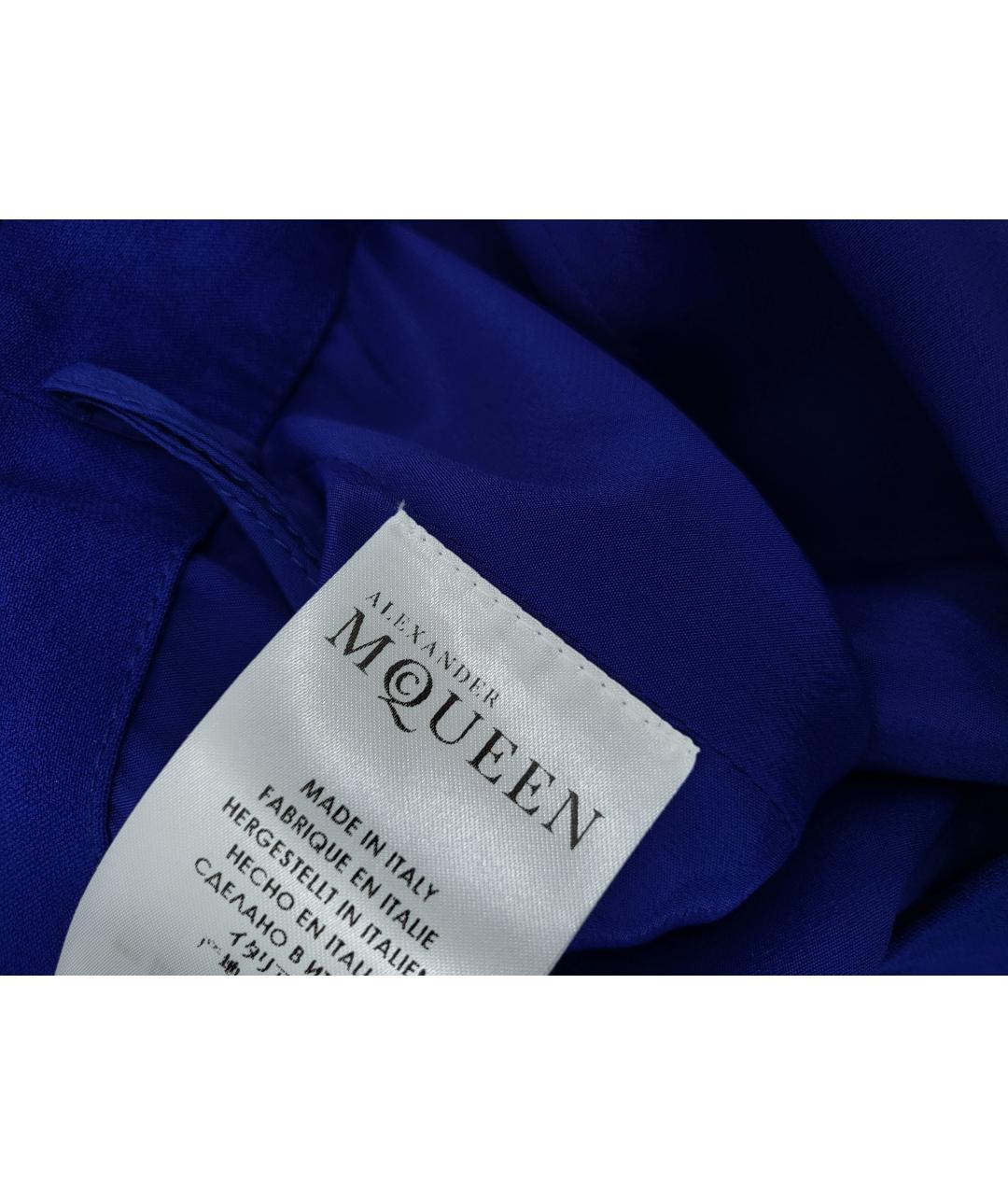 ALEXANDER MCQUEEN Синяя ацетатная юбка миди, фото 4