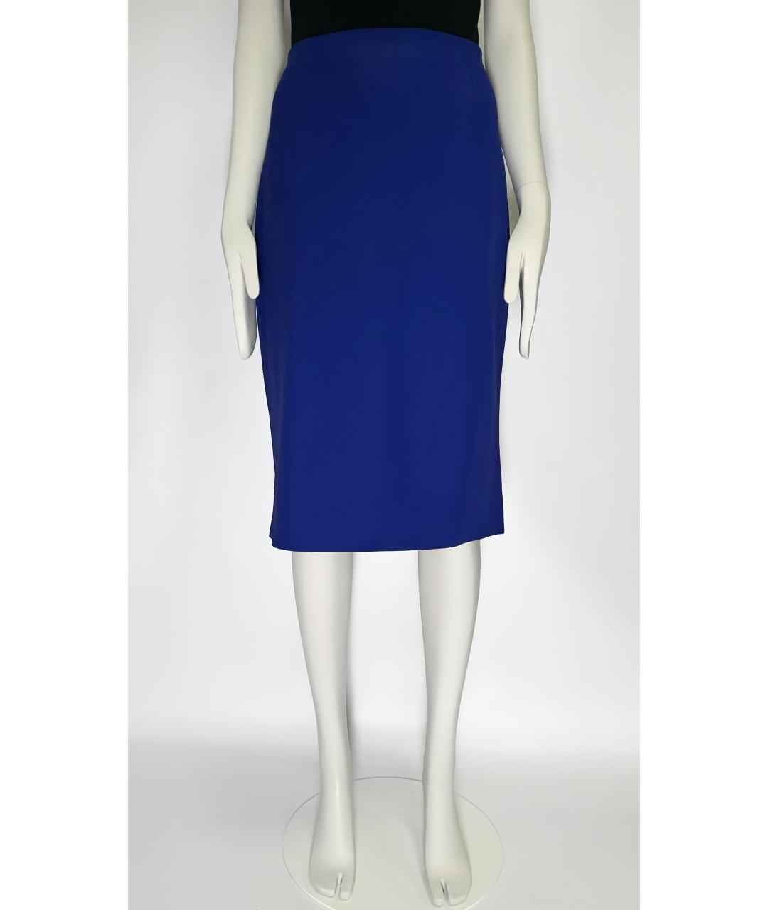 ALEXANDER MCQUEEN Синяя ацетатная юбка миди, фото 7