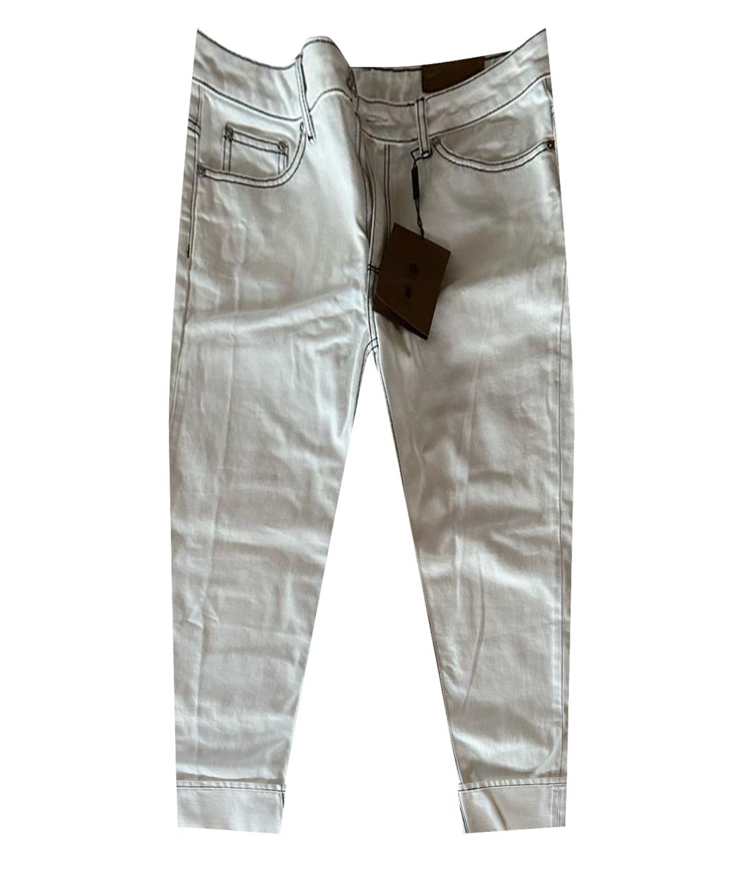 BURBERRY Белые хлопковые прямые джинсы, фото 1