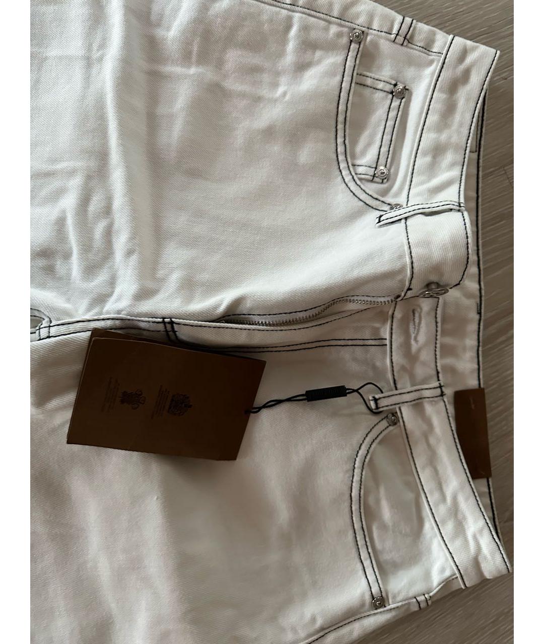 BURBERRY Белые хлопковые прямые джинсы, фото 2