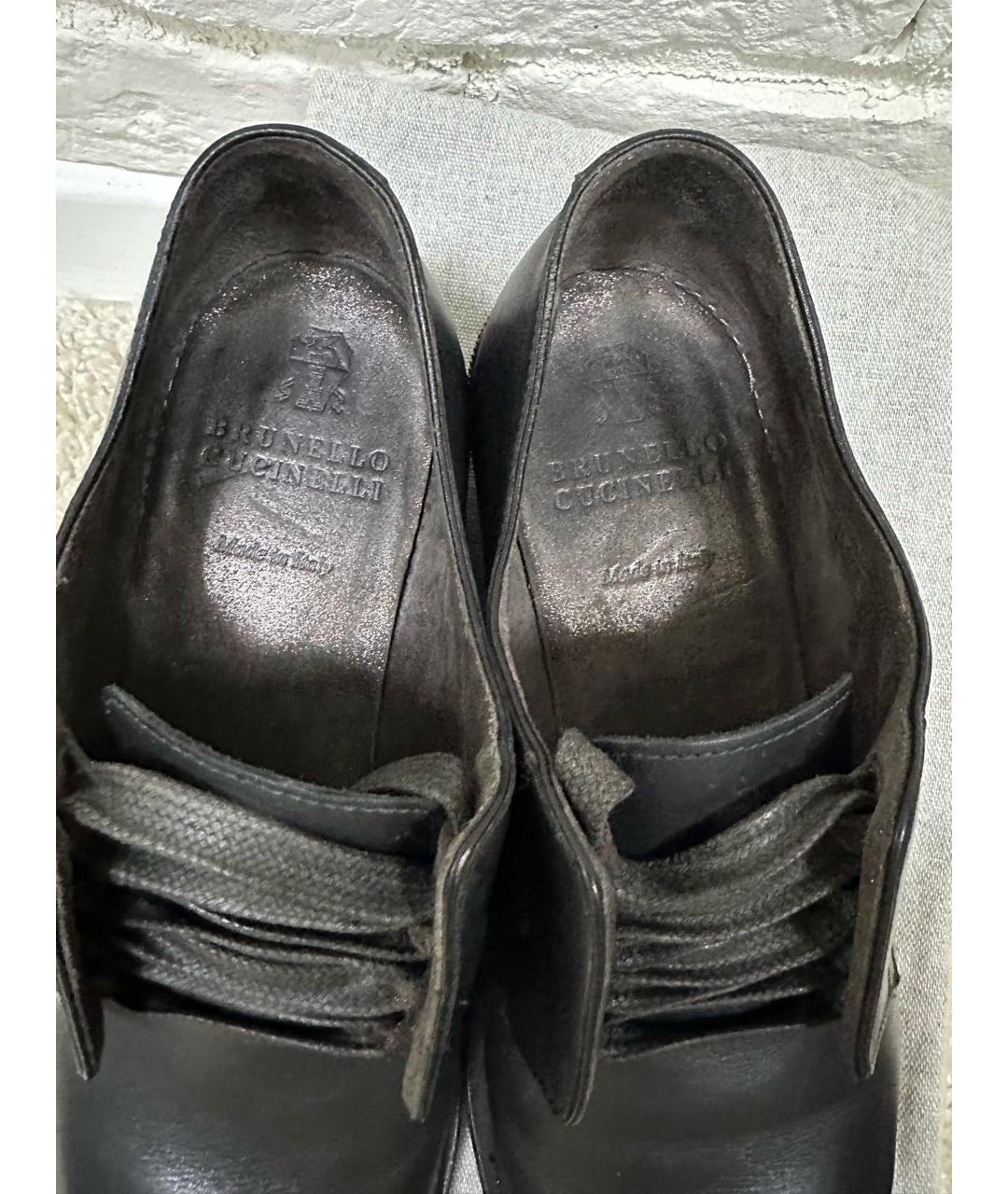 BRUNELLO CUCINELLI Черные кожаные ботинки, фото 5