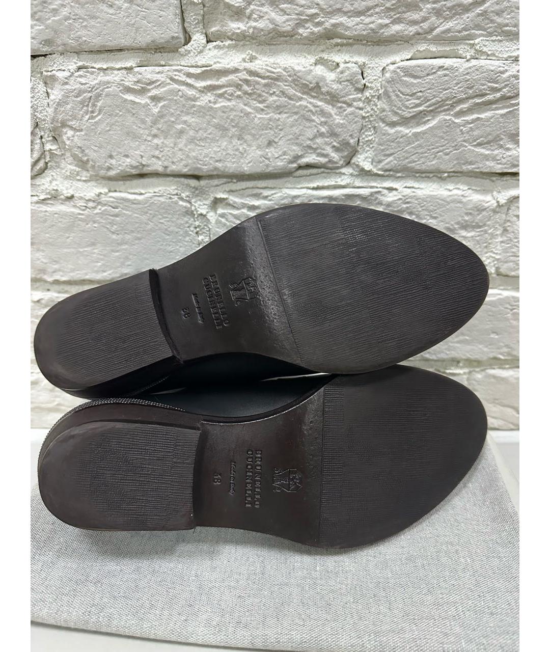 BRUNELLO CUCINELLI Черные кожаные ботинки, фото 6