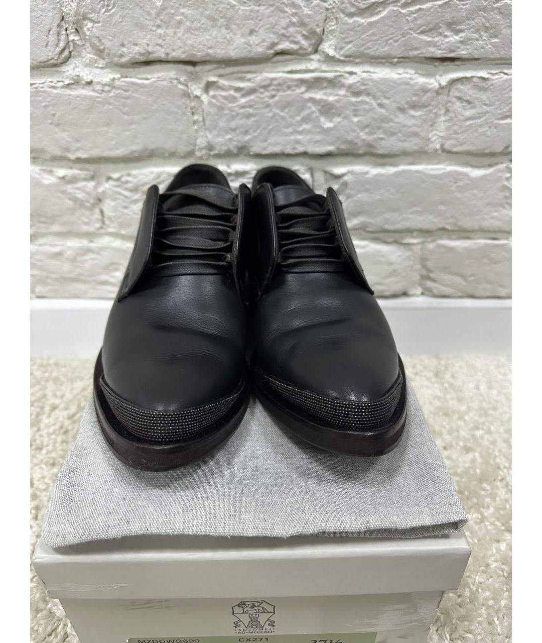 BRUNELLO CUCINELLI Черные кожаные ботинки, фото 2